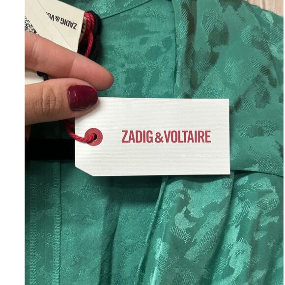 Zadig & Voltaire Rozo Leopard Jacquard Silk Dress Irish Women’s Size L - Picture 8 of 10